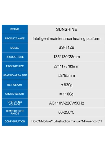 Нижний подогрев T12B-IP4 для ремонта платы, процессора CPU iPhone 12 / Mini / Pro / Max Sunshine (322566869)