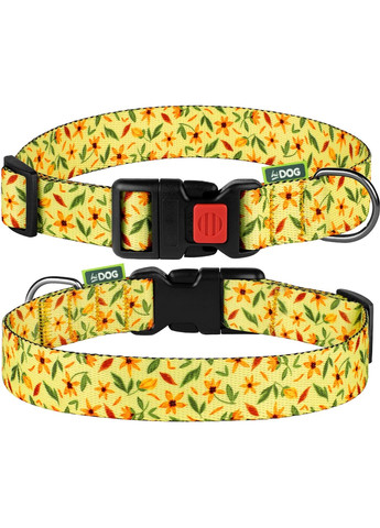Нашийник для собак розмір ширина 25 мм 43-66 см Flowers yellow (2100102289018) Hi Dog (279569285)