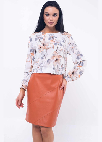 Светло-коричневая повседневная женская юбка из эко-кожи прилегающего силуэта (юб 43.1-26/19) RiMari