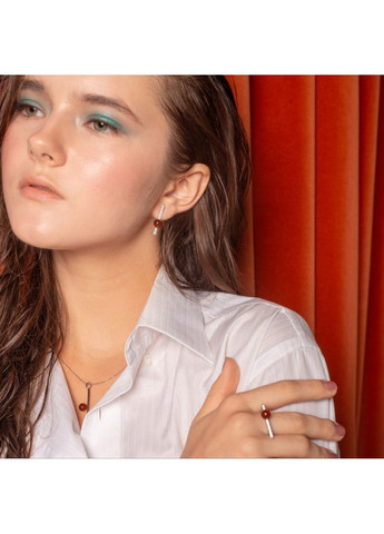 Срібні сережки Паличка із Бурштином срібло 925 проби Родоване 904с 3.32г No Brand (306743160)