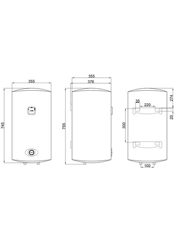 Водонагрівач Slim 50 л, мокрий ТЕН 1,5 кВт D50V15Q1 Thermo Alliance (322127717)