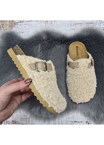 Тапочки жіночі бежеві хутряні каракуль з ремінцем Inblu (366144498)