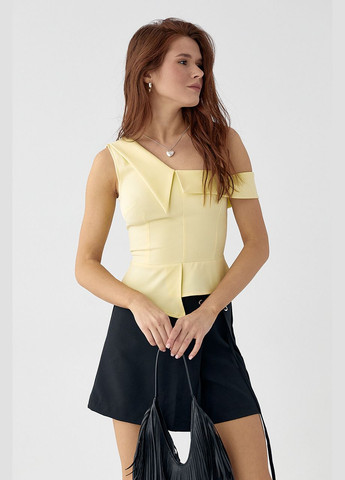 Лайм блузка без рукавов с открытым плечом Lurex