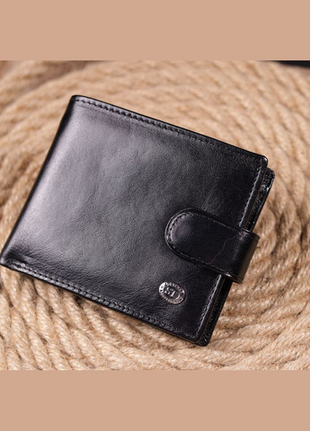 Кошелек мужской Кожаный гладкий 19408 Черный st leather (306881709)