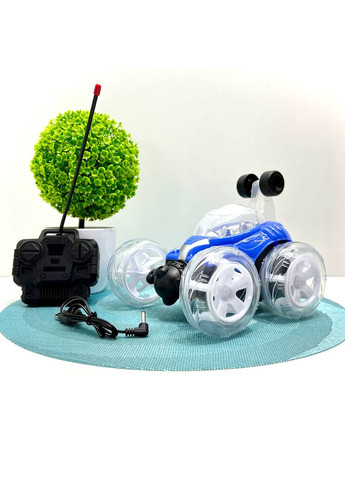 Машинка-перевертень на радіокеруванні музика світло поворот 360 USB зарядне Синя (9802M-1) No Brand (365807448)