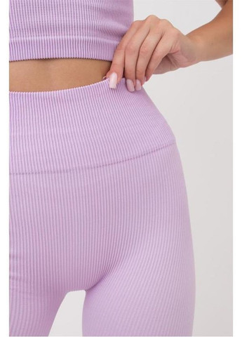Фиолетовые летние леггинсы спортивные в рубчик с моделирующим швом Giulia