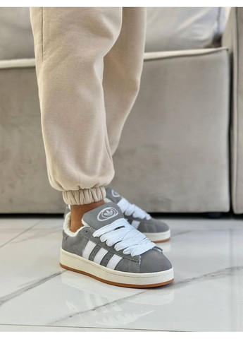 КРОССОВКИ ЖЕНСКИЕ ADIDAS CAMPUS GREY FUR АДИДАС КАМПУС No Brand серые зима (368647129)