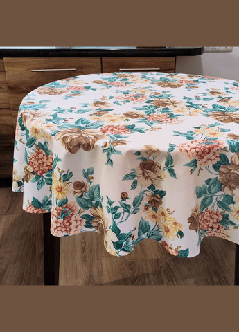 Скатерть на круглый стол тефлоновая водоотталкивающая скатерть на круглый стол белая с цветами 140 Maystat (305390139)