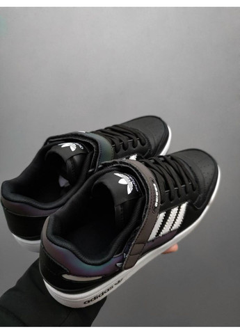 Черные демисезонные кроссовки мужские adidas forum low black white v2 адидас форум No Brand