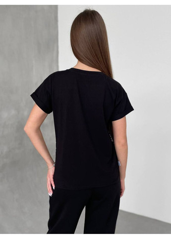 Футболка черная принт Флорал Verena Design - (360983924)