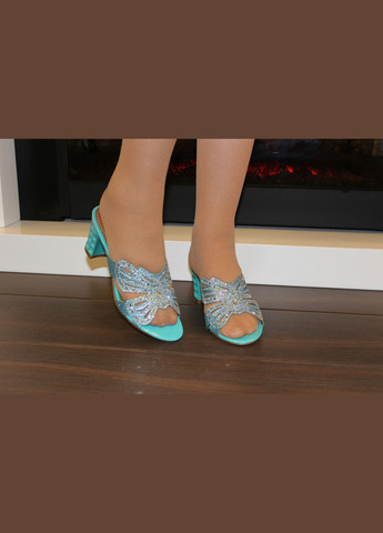 Шльопанці жіночі літні блакитного кольору на підборах No Brand Шльопанці літні жіночі (335012068)