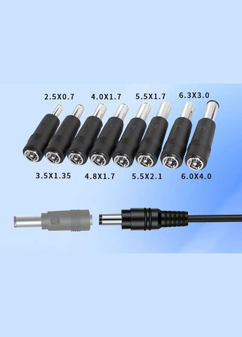 Блок живлення універсальний регульований 3-12В 5А, 5.5x2.5 мм з перехідниками 8шт. Чорний (код: 3-12В5А ) Foxsur (325449178)