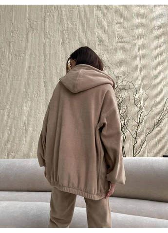 Женский флисовый базовый костюм ZIP молния бежевого цвета milirud (366292007)