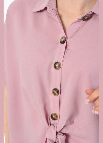 Пудровая блуза женская с коротким рукавом пудрового цвета с баской Let's Shop