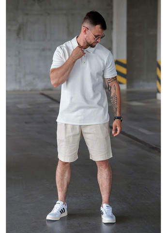 Белая мужская футболка поло однотонная polo белая Teamv