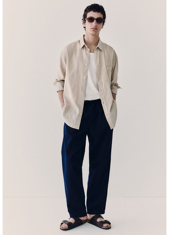 Бежевая классическая рубашка H&M