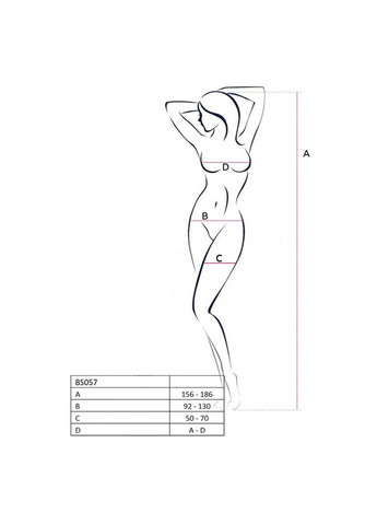 Эротический бодистокинг BS056 black, комбинезон, имитация чулок, черный костюм сетка Passion (297138703)