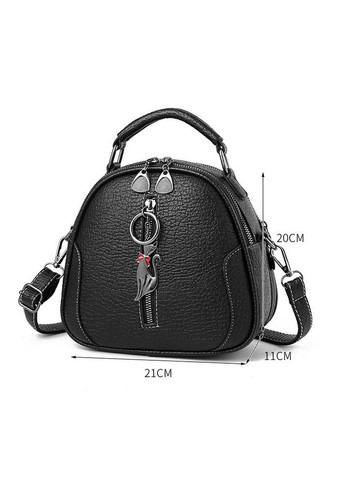 Жіноча міні сумочка на плече чорна з брелоком з екошкіри ProDobro (363258862)