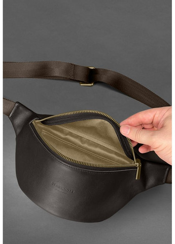 Кожаная поясная сумка-бананка Kanny темно-коричневая BlankNote (348359395)