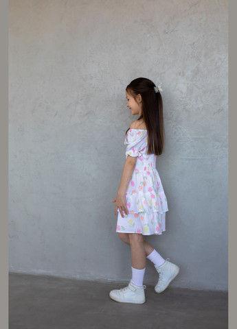 Комбинированное платье бело-жёлтый Cvetkov (299339301)