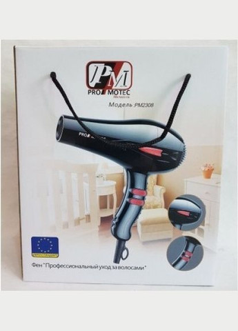 Професійний фен для сушіння та укладання волосся 3000 W PM-2308 Чорний Promotec (306716591)