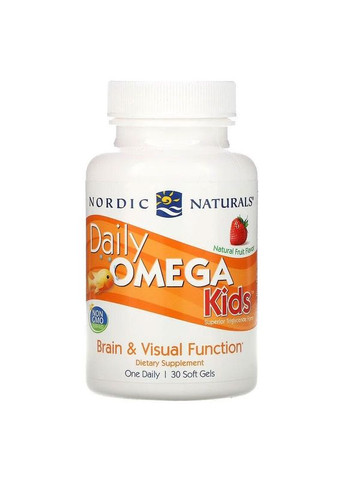 Омега 3 для дітей віком від 3 років Daily Omega Kids фруктовий смак 30 жувальних капсул Nordic Naturals (264648183)