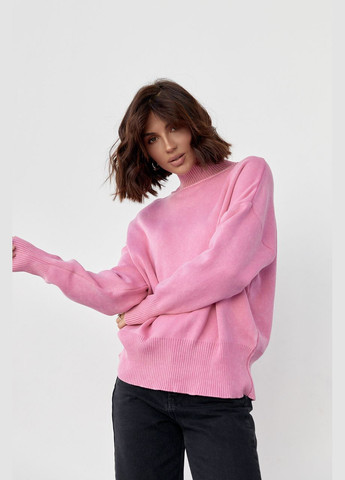 Розовый зимний женский свитер в технике тай-дай 6316 Lurex