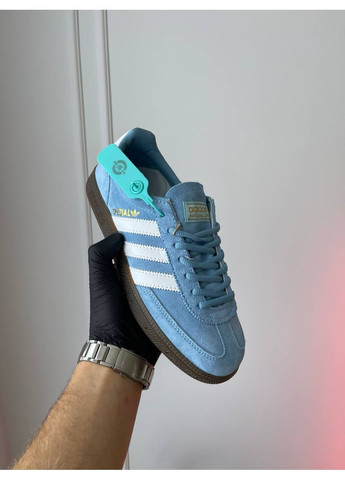 Голубые демисезонные кроссовки мужские и женские adidas spezial handball blue white | адидас специал голубые No Brand