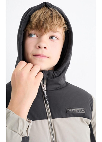 Комбінована зимня підліткова демісезонна куртка для хлопчика сіра (25092408) C&A