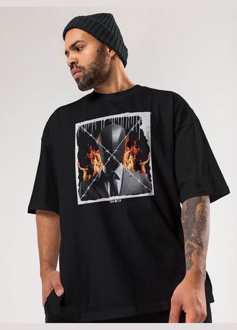 Черная мужская футболка оверсайз urban черная высокая плотность с длинным рукавом Mishe