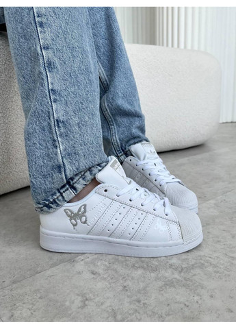 КРОССОВКИ ЖЕНСКИЕ ADIDAS SUPERSTAR FLY WHITE SILVER АДИДАС СУПЕРСТАР No Brand белые демисезоны (368869708)