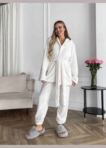 Молочна зимня жіночий теплий костюм 3-ка для дому Fashion