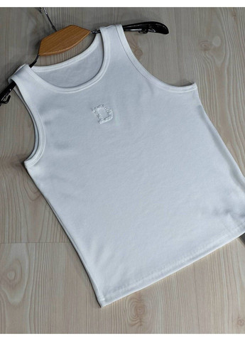 Майка женская A-N 27035 в рубчик с вышивкой буквы D пайетками No Brand — 335630892