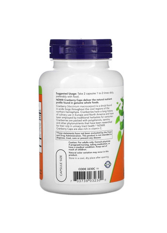 Натуральна добавка Cranberry Caps, 100 вегакапсул Now (293341745)