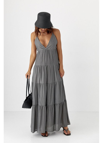 Летний женский свободный сарафан в полоску Lurex однотонный