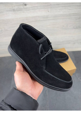 Черные мужские зимние лоферы из натуральной замши. No Brand