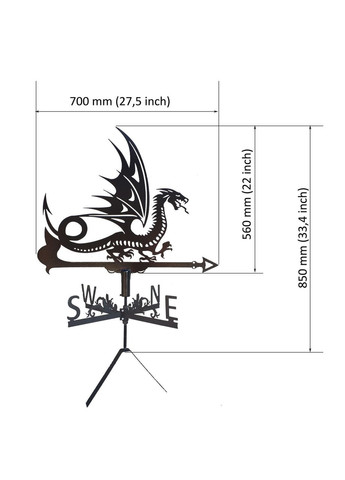 Флюгер на дом Дракон №3, флюгер на крышу из металла 2 мм. No Brand (368896622)