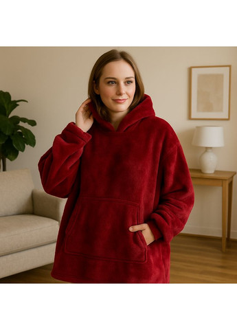 Тепла толстовка - плед з капюшоном HUGGLE HOODIE КОВДРА NM-500 Червоний No Brand (362412158)