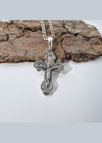 Серебряный большой Крест с распятием серебо 925 пробы Черненное 3221ч 7.90г No Brand (313103478)