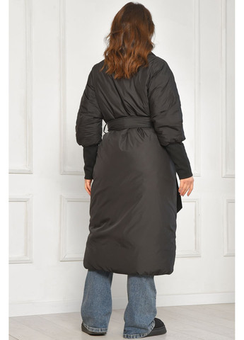 Чорна зимня куртка жіноча подовжена зимова чорного кольору Let's Shop