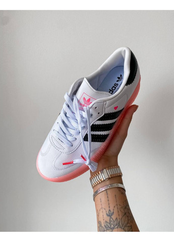 Рожеві Осінні кросівки чоловічі adidas samba white black pink адідас самба No Brand