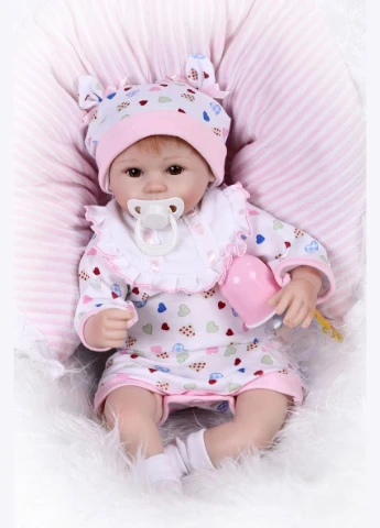 Лялька реборн DOLL дівчинка Зоя, немовля силіконова з шапочкою, соскою та підгузком 42 см NPK (340480153)