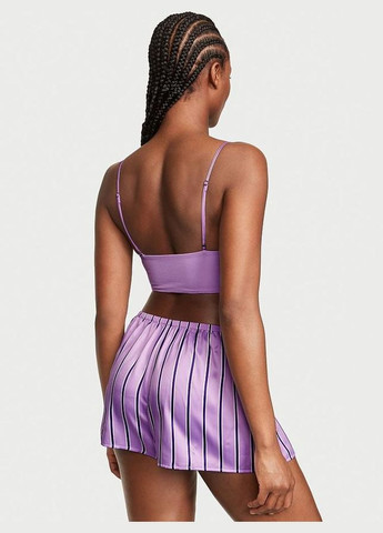 Сиреневая всесезон пижама модал+сатин modal cropped cami satin шортики+маечка xs сирневый Victoria's Secret