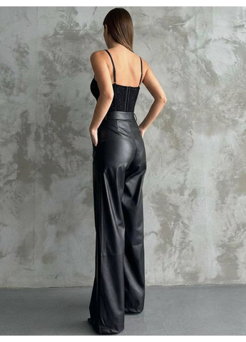 Брюки-палаццо з еко-шкіри на флісі з коригуючим поясом — ЗАМІРИ В ОПИСІ DK/DL Мода без кордонів (372898354)