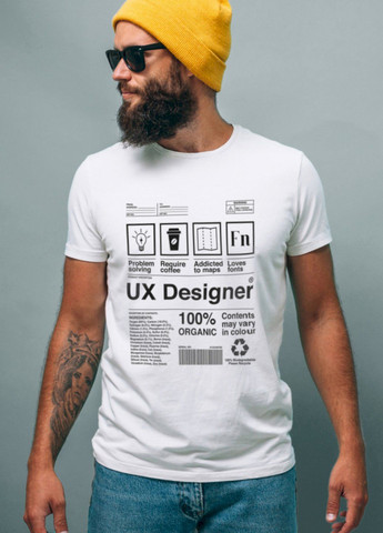 Біла футболка біла чоловіча "ux designer" Ctrl+