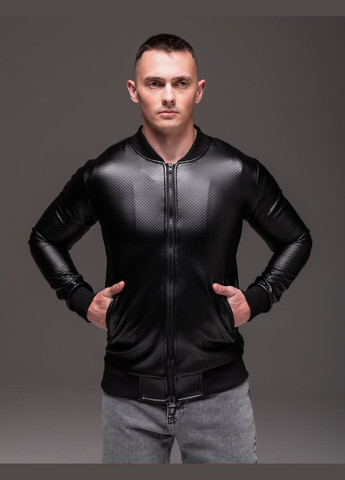 Чорна демісезонна куртка на флісі штучна шкіра підкладка тканина+фліс No Brand