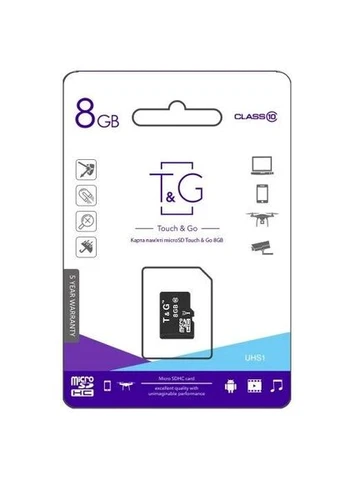 Карта памяти microSDHC, 8Gb,, Class10 UHS-I, без адаптера (TG-8GBSD10U1-00) TG-8GBSD10U1-00 T&G (395351580)