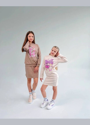 Бежевый демисезонный комплект для девочки (джемпер+юбка) hc (h001-6268-057-33) No Brand