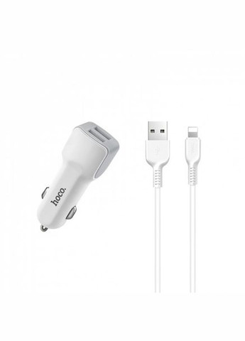 Автомобильное зарядное устройство Z23 Grand Style + Cable (Lightning) 2.4A 2USB white Hoco (368698167)