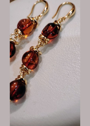 Сережки 2468 з натурального бурштину Медовий відтінок MINOV (311310503)